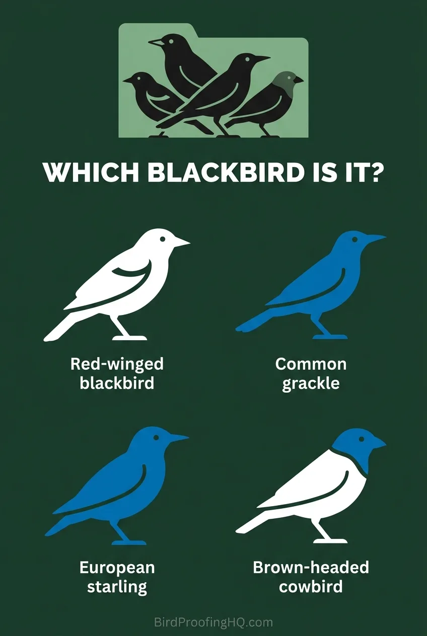 Which blackbird is it: red-winged blackbird, common grackle, European starling, or brown-headed cowbird