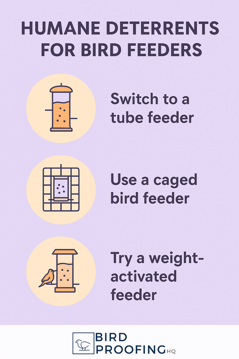 Humane deterrents for blue jays at bird feeders
