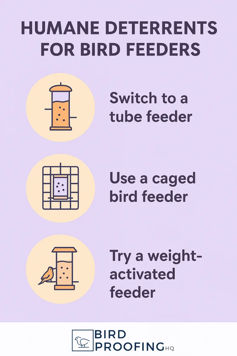 Humane deterrents for blue jays at bird feeders