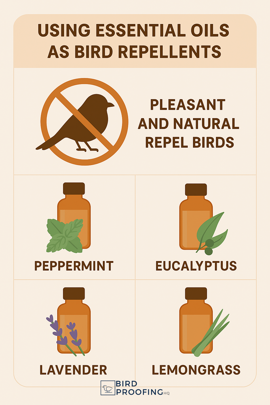 Essential oils for bird repellent