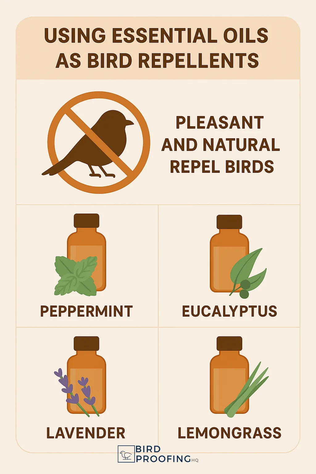 Essential oils for bird repellent